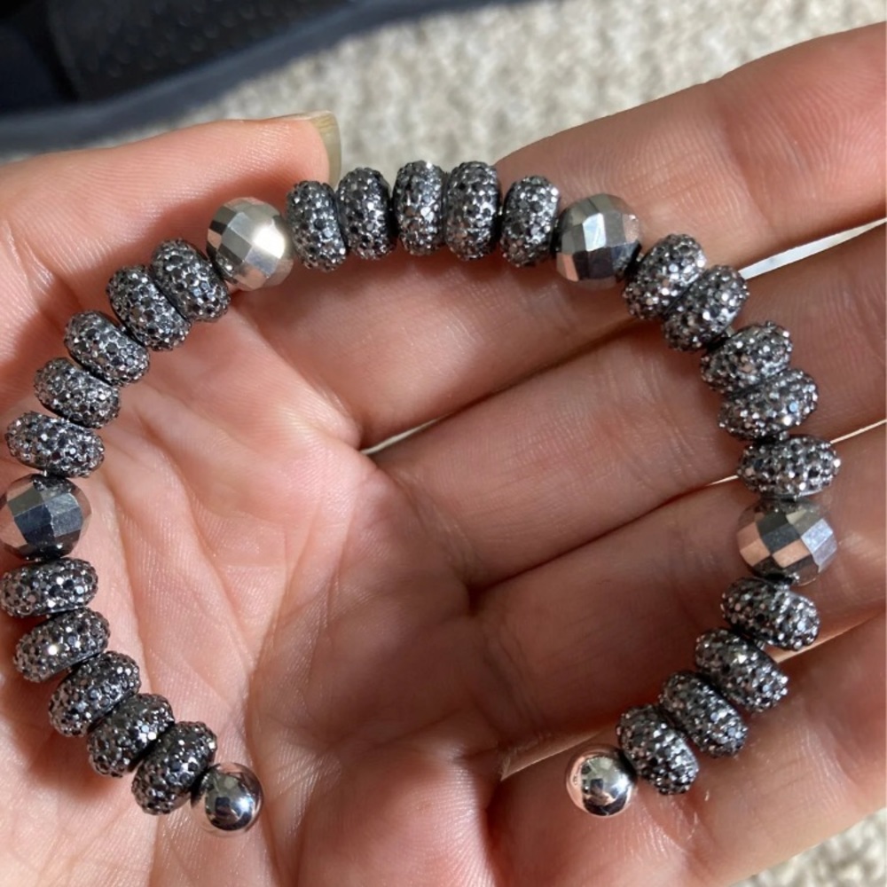 Handmade silver sparkle bangke bracelet
